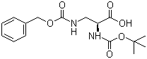 结构式 CAS# 65710-57-8, N-叔丁氧羰基-3-[(苄氧羰基)氨基]-L-丙氨酸