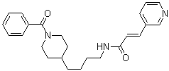 结构式 CAS# 658084-64-1, APO 866; (2E)-N-[4-(1-苯甲酰基-4-哌啶基)丁基]-3-(3-吡啶基)-2-丙烯酰胺