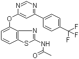 structure of CAS# 659730-32-2, N-[4-[[6-[4-(Trifluoromethyl)phenyl]-4-pyrimidinyl]oxy]-2-benzothiazolyl]acetamide;Amg 517