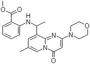 结构式 CAS# 663620-71-1, 2-[[1-[7-甲基-2-(吗啉-4-基)-4-氧代吡啶并[1,2-a]嘧啶-9-基]乙基]氨基]苯甲酸甲酯
