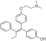 结构式 CAS# 68047-06-3, 4-羟基他莫昔芬; (Z)-4-(1-[4-(二甲基氨基乙氧基)苯基]-2-苯基-1-丁烯)苯酚