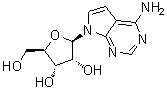 结构式 CAS# 69-33-0, 4-氨基-7-(beta-D-呋喃核糖基)吡咯并[2,3-d]嘧啶