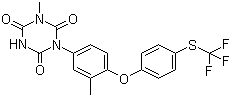 structure of CAS# 69004-03-1, Toltrazuril;1-Methyl-3-{3-methyl-4-[4-(trifluoromethylthio)phenoxy]phenyl}-1,3,5-triazine-2,4,6(1H,3H,5H)-trione