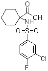 1-[[(3-Chloro-4-fluorophenyl)sulfonyl]amino]cyclohexanecarboxylic acid molecular structure (CAS 690646-08-3)