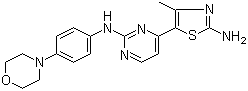 structure of CAS# 693228-63-6, CYC-116;4-(2-Amino-4-methyl-5-thiazolyl)-N-[4-(4-morpholinyl)phenyl]-2-pyrimidinamine