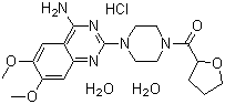 structure of CAS# 70024-40-7, Terazosin hydrochloride dihydrate ;1-(4-Amino-6,7-dimethoxy-2-quinazolinyl)-4-(tetrahydro-2-furanyl-)carbonyl)-piperazine hydrochloride dihydrate