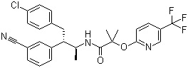 结构式 CAS# 701977-09-5, 泰伦那班; MK 0364; N-[(1S,2S)-3-(4-氯苯基)-2-(3-氰基苯基)-1-甲基丙基]-2-甲基-2-[(5-(三氟甲基)吡啶-2-基)氧基]丙酰胺