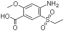 结构式 CAS# 71675-87-1, 4-氨基-5-(乙基磺酰基)-2-甲氧基苯甲酸; 2-甲氧基-4-氨基-5-乙砜基苯甲酸