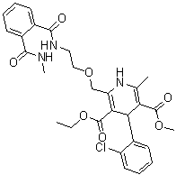 结构式 CAS# 721958-72-1, 4-(2-氯苯基)-1,4-二氢-2-甲基-6-[[2-[[2-[(甲基氨基)羰基]苯甲酰基]氨基]乙氧基]甲基]-3,5-吡啶二甲酸 5-乙基 3-甲基酯