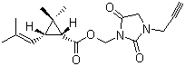 结构式 CAS# 72963-72-5, 炔咪菊酯; 脒唑菊酯; (1R,S)-顺反式-2,2-二甲基-3-(2-甲基-1-丙烯基)环丙烷羧酸-[2,5-二氧-3-(2-丙炔基) ]-1-咪唑烷基甲基酯