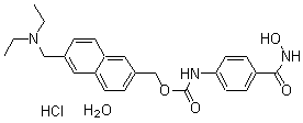 结构式 CAS# 732302-99-7, N-[4-[(羟基氨基)羰基]苯基]氨基甲酸 [6-[(二乙基氨基)甲基]-2-萘基]甲酯盐酸盐水合物