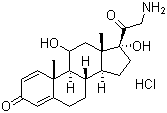 structure of CAS# 744254-09-9, 21-Amino-11,17-dihydroxy-(11b)-pregna-1,4-diene-3,20-dione hydrochloride