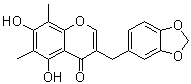 structure of CAS# 74805-90-6, Methylophiopogonone A;3-(1,3-Benzodioxol-5-ylmethyl)-5,7-dihydroxy-6,8-dimethyl-4H-1-benzopyran-4-one; NE-V
