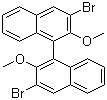 结构式 CAS# 75640-69-6, (R)-3,3'-二溴-2,2'-二甲氧基-1,1'-联萘