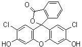 structure of CAS# 76-54-0, 2',7'-Dichlorofluorescein;2',7'-Dichlorofluoresceine; D and C Orange 25; D and C Orange No. 25; Dichlorofluorescein; Fluorescein 27; Fluorescein 548
