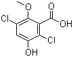 structure of CAS# 7600-50-2, 2,5-Dichloro-3-hydroxy-6-methoxybenzoic acid;3,6-Dichloro-5-hydroxy-o-anisic acid