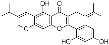 structure of CAS# 7608-44-8, Artocarpin;NSC 241010; 2',4',5-Trihydroxy-7-methoxy-6-(3-methyl-1-butenyl)-3-(3-methyl-2-butenyl)flavone
