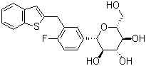 structure of CAS# 761423-87-4, Ipragliflozin;(1S)-1,5-Anhydro-1-C-[3-[(1-benzothiophen-2-yl)methyl]-4-fluorophenyl]-D-glucitol