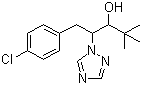 结构式 CAS# 76738-62-0, 多效唑; (2RS,3RS)-1-(4-氯苯基)-4,4-二甲基-2-(1H-1,2,4-三唑-1-基)戊-3-醇