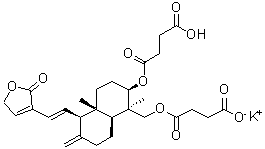 structure of CAS# 76958-99-1, Potassium dehydroandrographolide succinate;14-Deoxy-11,12-didehydroandrographolide 3,19-disuccinate monopotassium salt; Chuanhuning