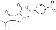 structure of CAS# 77449-43-5, 6-(1-Hydroxyethyl)-3,7-dioxo-1-azabicyclo[3.2.0]heptane-2-carboxylic acid (4-nitrophenyl)methyl ester