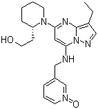 结构式 CAS# 779353-01-4, Sch 727965; (2S)-1-[3-乙基-7-[[(1-氧代-3-吡啶基)甲基]氨基]吡唑并[1,5-a]嘧啶-5-基]-2-哌啶乙醇