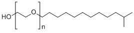 structure of CAS# 78330-21-9, C11-14-iso-Alcohols,C13-rich, ethoxylated;Polyoxyethylene (10) tridecyl ether; C13E10;  47-Methyl-3,6,9,12,15,18,21,24,27,30,33,36-dodecaoxaoctatetracontan-1-ol