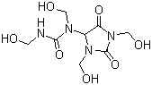 结构式 CAS# 78491-02-8, 重氮烷基脲; 二偶氯烷基脲; N-(1,3-二羟甲基-2,5-二酮-4-咪唑烷基)-N,N'-二羟甲基脲; 杰马 B; 二偶氮利定脲