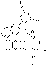 structure of CAS# 791616-62-1, (11bR)-2,6-Bis[3,5-bis(trifluoromethyl)phenyl]-4-hydroxy-dinaphtho[2,1-d:1',2'-f][1,3,2]dioxaphosphepin 4-oxide;(R)-3,3'-Bis[3,5-bis(trifluoromethyl)phenyl]-1,1'-binaphthyl-2,2'-diyl hydrogen phosphate