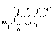 结构式 CAS# 79660-72-3, 氟罗沙星; 6,8-二氟-1-(2-氟乙基)-1,4-二氢-7-(4-甲基-1-哌嗪基)-4-氧-3-喹啉羧酸