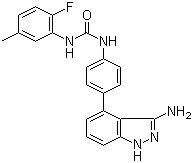 structure of CAS# 796967-16-3, Linifanib;N-[4-(3-Amino-1H-indazol-4-yl)phenyl]-N'-(2-fluoro-5-methylphenyl)urea; ABT 869