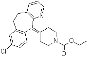 structure of CAS# 79794-75-5, Loratadine;Loratidine; Ethyl 4-(8-chloro-5,6-dihydro-11H-benzo[5,6]cyclohepta[1,2-b]pyridin-11-ylidene)-1-piperidinecarboxylate; 4-(8-Chloro-5,6-dihydro-11H-benzo[5,6]cyclohepta[1,2-b]pyridin-11-ylidene-1-piperidinecarboxylic acid ethyl ester