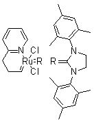 结构式 CAS# 802912-44-3, [1,3-双(2,4,6-三甲基苯基)-2-咪唑烷亚基][3-(2-吡啶基)亚丙基]二氯化钌