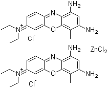 structure of CAS# 81029-05-2, Brilliant Cresyl Blue;1,3-Diamino-7-(diethylamino)-4-methylphenoxazin-5-ium tetrachlorozincate (2:1)