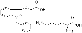 structure of CAS# 81919-14-4, Bendazac L-lysine;L-Lysine-(1-benzyl-1H-indazol-3-yloxy)acetic acid
