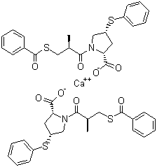 结构式 CAS# 81938-43-4, 佐芬普利钙; [(4S)-3-(苯甲酰硫基)-2(S)-甲基丙酰-4-(苯硫基)-L-脯氨酸]钙盐