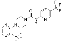 结构式 CAS# 821768-06-3, 4-[3-(三氟甲基)-2-吡啶基]-N-[5-(三氟甲基)-2-吡啶基]-1-哌嗪甲酰胺