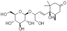 structure of CAS# 823182-23-6, Breyniaionoside A;(4S,5R)-4-[(1E)-3-(beta-D-Glucopyranosyloxy)-4-hydroxy-1-buten-1-yl]-4-hydroxy-3,3,5-trimethylcyclohexanone