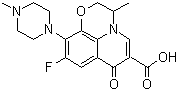 结构式 CAS# 82419-36-1, 氧氟沙星; 菲宁达; (+/-)-9-氟-2,3-二氢-3-甲基-10-(4-甲基-1-哌嗪基)-7-氧代-7H-吡啶并[1,2,3-de]-[1,4]苯并噁嗪-6-羧酸