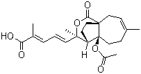 structure of CAS# 82508-32-5, Pseudolaric acid A;(2E,4E)-5-[(3R,4S,4aS,9aR)-4a-(Acetyloxy)-3,4,4a,5,6,9-hexahydro-3,7-dimethyl-1-oxo-1H-4,9a-ethanocyclohepta[c]pyran-3-yl]-2-methyl-2,4-pentadienoic acid