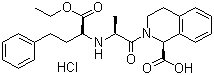 structure of CAS# 82586-55-8, Quinapril hydrochloride ;(3S-(2(R*(R*)),3R*))-2-(2-((1-(Ethoxycarbonyl)-3-phenylpropyl)amino)-1-oxopropyl)-1,2,3,4-tetrahydro-3-isoquinolinecarboxylic acid monohydrochloride