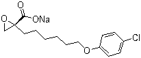 structure of CAS# 828934-41-4, (2R)-2-[6-(4-Chlorophenoxy)hexyl]oxiranecarboxylic acid sodium salt