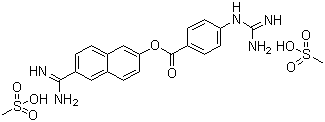 结构式 CAS# 82956-11-4, 萘莫司他甲磺酸盐; 6-脒基-2-萘基 4-胍基苯甲酸酯甲基磺酸盐