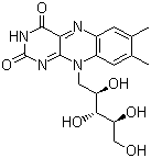 structure of CAS# 83-88-5, Riboflavin;7,8-Dimethyl-10-ribitylisoalloxazine; Lactoflavine; Vitamin B2