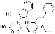 structure of CAS# 83435-67-0, Delapril hydrochloride;N-(2,3-Dihydro-1H-inden-2-yl)-N-[N-[1-(ethoxycarbonyl)-3-phenylpropyl]-L-alanyl]glycine monohydrochloride