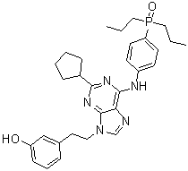 结构式 CAS# 834894-21-2, 3-[2-[2-环戊基-6-[[4-(二丙基亚膦酰)苯基]氨基]-9H-嘌呤-9-基]乙基]苯酚