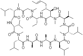 结构式 CAS# 83602-39-5, 环孢菌素 H; 环[L-丙氨酰-D-丙氨酰-N-甲基-L-亮氨酰-N-甲基-L-亮氨酰-N-甲基-L-缬氨酰-3-羟基-N,4-二甲基-L-2-氨基-6-辛烯酰-L-2-氨基丁酰-N-甲基甘氨酰-N-甲基-L-亮氨酰-L-缬氨酰-N-甲基-L-亮氨酰]