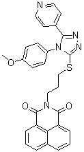结构式 CAS# 838818-26-1, 2-[3-[[4-(4-甲氧基苯基)-5-(4-吡啶基)-4H-1,2,4-三唑-3-基]硫基]丙基]-1H-苯并[de]异喹啉-1,3(2H)-二酮