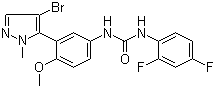 结构式 CAS# 839713-36-9, 1-[3-(4-溴-1-甲基-1H-吡唑-5-基)-4-甲氧基苯基]-3-(2,4-二氟苯基)脲