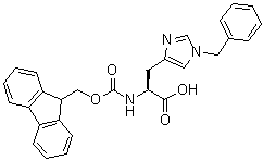 structure of CAS# 84030-19-3, N-[(9H-Fluoren-9-ylmethoxy)carbonyl]-1-(phenylmethyl)-L-histidine;NSC 334298